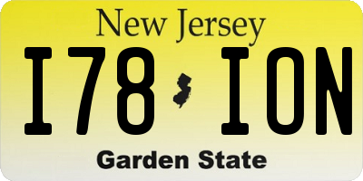 NJ license plate I78ION