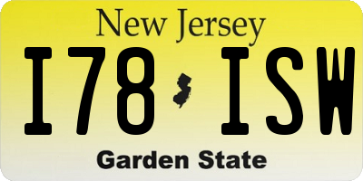 NJ license plate I78ISW