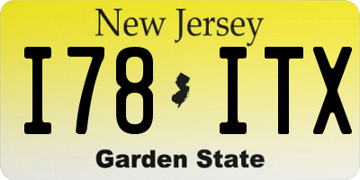 NJ license plate I78ITX