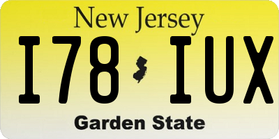 NJ license plate I78IUX