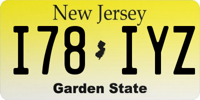 NJ license plate I78IYZ