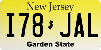 NJ license plate I78JAL