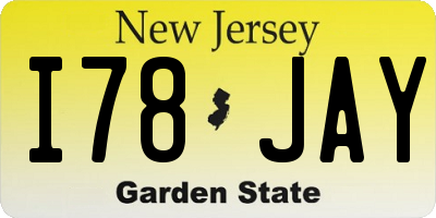 NJ license plate I78JAY