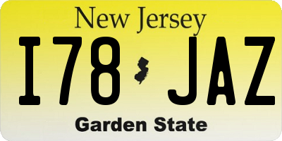 NJ license plate I78JAZ