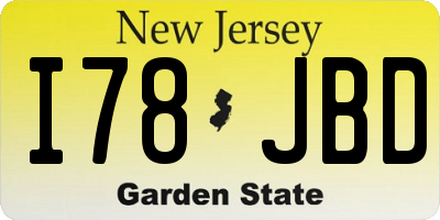 NJ license plate I78JBD