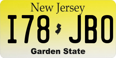 NJ license plate I78JBO