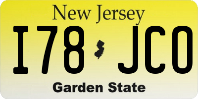 NJ license plate I78JCO