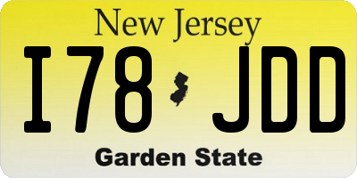 NJ license plate I78JDD