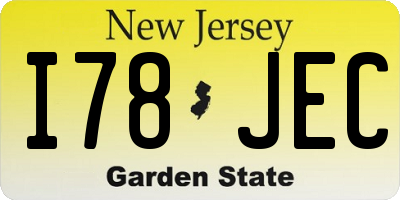 NJ license plate I78JEC