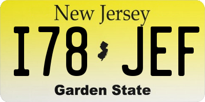 NJ license plate I78JEF