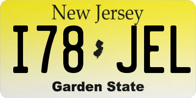 NJ license plate I78JEL