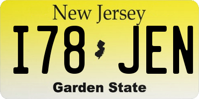 NJ license plate I78JEN