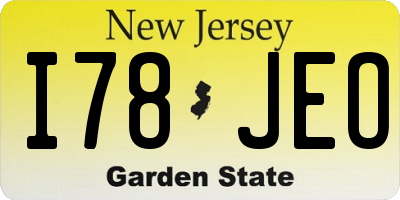 NJ license plate I78JEO