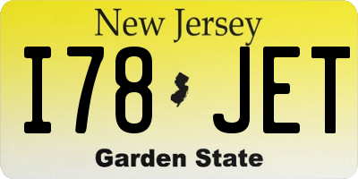 NJ license plate I78JET