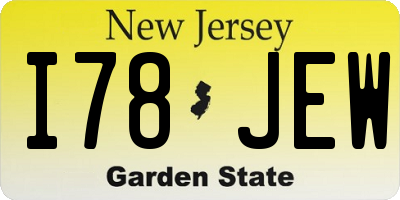 NJ license plate I78JEW