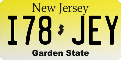 NJ license plate I78JEY