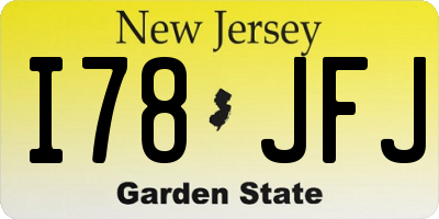 NJ license plate I78JFJ