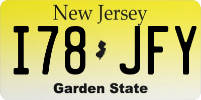 NJ license plate I78JFY