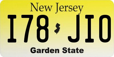 NJ license plate I78JIO