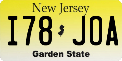 NJ license plate I78JOA