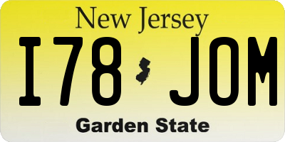 NJ license plate I78JOM