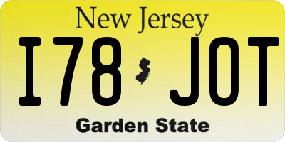 NJ license plate I78JOT