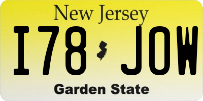 NJ license plate I78JOW