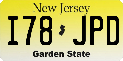NJ license plate I78JPD