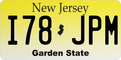 NJ license plate I78JPM