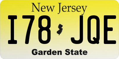 NJ license plate I78JQE