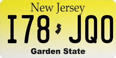 NJ license plate I78JQO