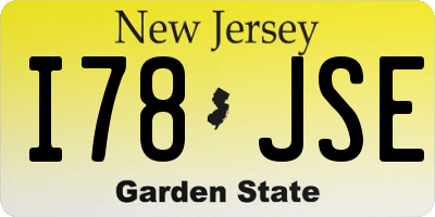 NJ license plate I78JSE
