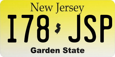 NJ license plate I78JSP