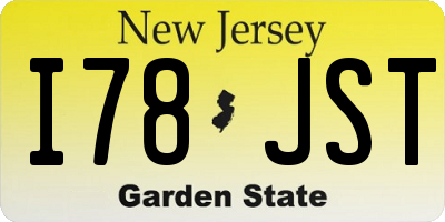 NJ license plate I78JST
