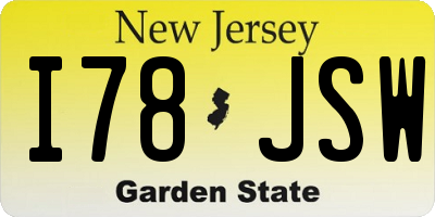NJ license plate I78JSW