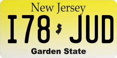 NJ license plate I78JUD