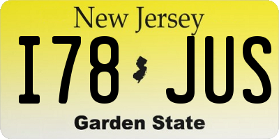 NJ license plate I78JUS