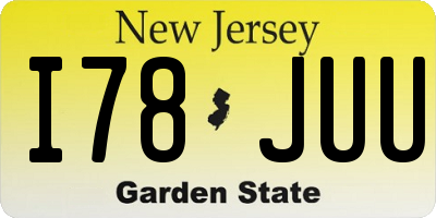 NJ license plate I78JUU