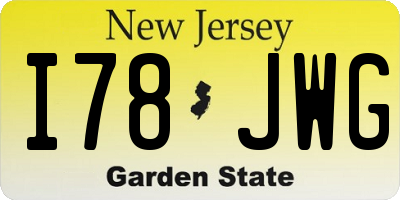 NJ license plate I78JWG
