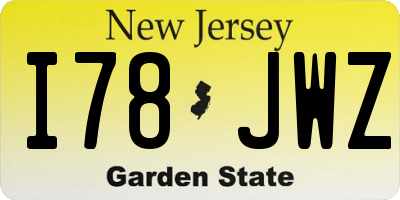 NJ license plate I78JWZ