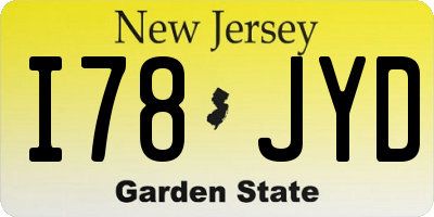 NJ license plate I78JYD