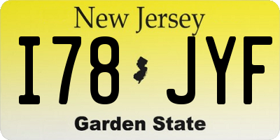 NJ license plate I78JYF