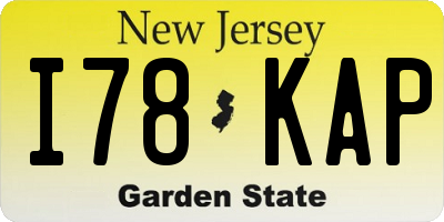 NJ license plate I78KAP