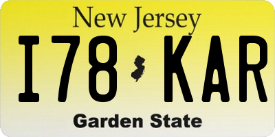 NJ license plate I78KAR