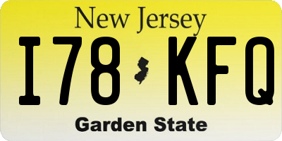 NJ license plate I78KFQ