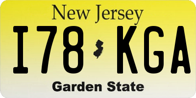 NJ license plate I78KGA