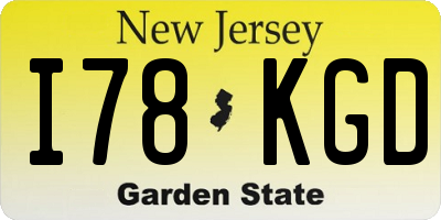 NJ license plate I78KGD