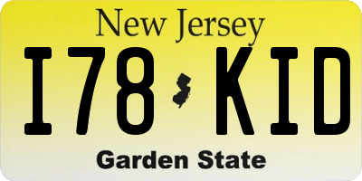 NJ license plate I78KID