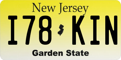 NJ license plate I78KIN
