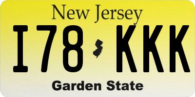 NJ license plate I78KKK